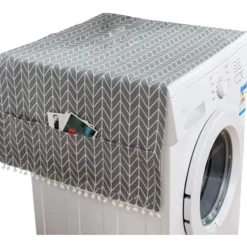 Hot Skyddande överdrag för tvättmaskin Universal kylskåp Frontlast tvättmaskin torktumlare Vattentät Grå pilmönster 55 x 130cm