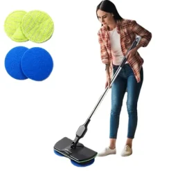 DMstore Sladdlös Elektrisk Mopp - Kraftfull Golvrengörare för Trä- och Kakelgolv Black