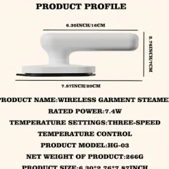 Outlet Sladdlös Handhållen Mini Strykjärn - Portabelt och hopfällbart stryksystem med 90° roterande stryksula och litiumbatteri (ingen kontakt krävs), vit. | Fyndiq White
