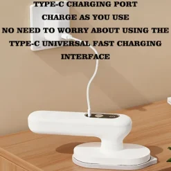 Outlet Sladdlös Handhållen Mini Strykjärn - Portabelt och hopfällbart stryksystem med 90° roterande stryksula och litiumbatteri (ingen kontakt krävs), vit. | Fyndiq White