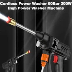 New Sladdlös Högtryckstvätt 60Bar 300W Högtryckstvätt med Uppladdningsbart Batteri för Bil Staket{FY}