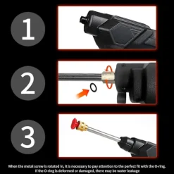 Best FJORD Sladdlös Högtryckstvätt 60Bar 300W Högeffekts Tvättmaskin med Uppladdningsbart Batteri 6in1 Munstycken fo AU