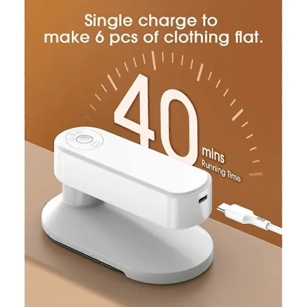 Outlet Sladdlös Resestrykjärn för Kläder, Mini Strykjärn (Ingen Ånga), 0,3 kg Lätt Bärbar Strykjärn, med S