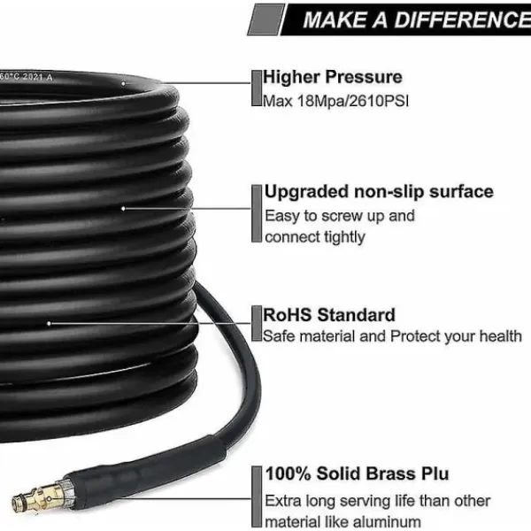 Hot Slang för Kärcher K2 K3 K4 K5 K6 K7 högtryckstvätt - 10m - Snabbkopplingsslang med mässingsmunstycken 10M[co]