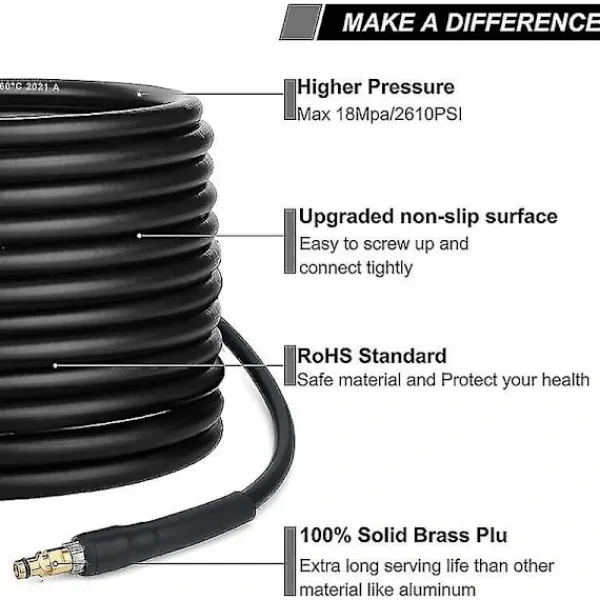 Discount Slang för Kärcher K2 K3 K4 K5 K6 K7 högtryckstvätt - 10m - Snabbkopplingsslang med mässingsändar