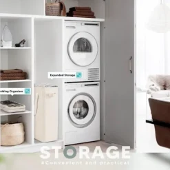 Online Smal Oxfordtyg hopfällbar tvättkorg, modern tvättuppsamlare med handtag, 45L (beige)