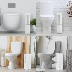 LBSS Smal papperskorg med toalettborste Slittålig toalettborste för badrum White