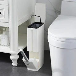 LBSS Smal papperskorg med toalettborste Slittålig toalettborste för badrum White