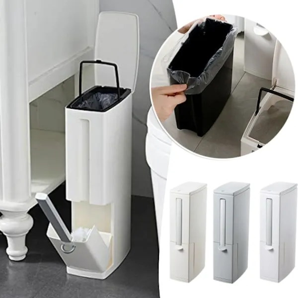 LBSS Smal papperskorg med toalettborste Slittålig toalettborste för badrum White