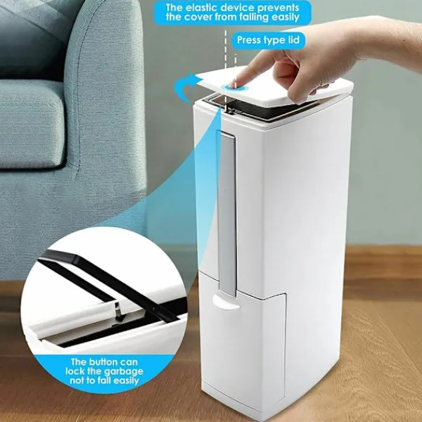 LBSS Smal papperskorg med toalettborste Slittålig toalettborste för badrum White