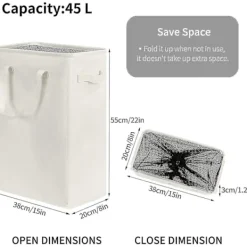 Online YIXI Smal tvättkorg Slank tvättkorg med fällbart handtag Smutskläder Bärbar smal tvättkorg Organiseringslådor (55 cm, Beige