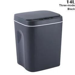 Sale Smart Induktionsberöringsbar Soptunna Självförslutande Självbytande Papperskorg Automatisk Öppningsbart Lock Kompatibel med Three-mode Black 14L