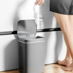 Sale Smart Induktionsberöringsbar Soptunna Självförslutande Självbytande Papperskorg Automatisk Öppningsbart Lock Kompatibel med Three-mode Black 14L