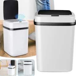 Sale LBSS Smarts Sensor papperskorg med lock Stor kapacitet Slitstark papperskorg för badrum Toalett White