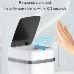 Sale LBSS Smarts Sensor papperskorg med lock Stor kapacitet Slitstark papperskorg för badrum Toalett White