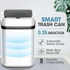 Sale LBSS Smarts Sensor papperskorg med lock Stor kapacitet Slitstark papperskorg för badrum Toalett White