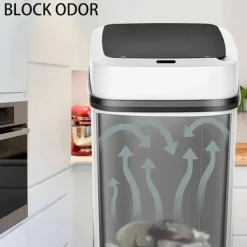 Sale LBSS Smarts Sensor papperskorg med lock Stor kapacitet Slitstark papperskorg för badrum Toalett White