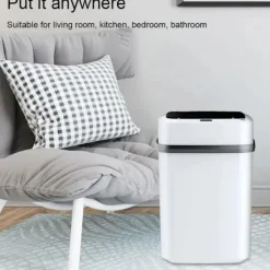 Sale LBSS Smarts Sensor papperskorg med lock Stor kapacitet Slitstark papperskorg för badrum Toalett White