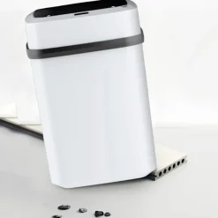 Sale LBSS Smarts Sensor papperskorg med lock Stor kapacitet Slitstark papperskorg för badrum Toalett White