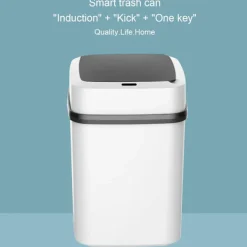 Sale LBSS Smarts Sensor papperskorg med lock Stor kapacitet Slitstark papperskorg för badrum Toalett White