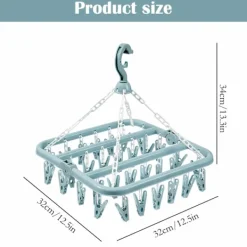 Discount Sock Dryer med 32 klädnypor, hopfällbar strumptork, bärbar hopfällbar fyrkantig galge, roterbar torkställning, galge strumptork för strumpor, underkläder (blå) | Fyndiq