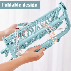 Discount Sock Dryer med 32 klädnypor, hopfällbar strumptork, bärbar hopfällbar fyrkantig galge, roterbar torkställning, galge strumptork för strumpor, underkläder (blå) | Fyndiq