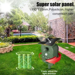 Sale INF Solcellsdriven skadedjursskrämma med ultraljud, rörelsesensor och ljud