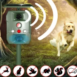 Sale INF Solcellsdriven skadedjursskrämma med ultraljud, rörelsesensor och ljud