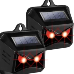 Discount Solcellsdrivna repellenter kompatibla med vilda djur som tvättbjörnar, rådjur, rävar, vildsvin, etc. 2 effektiva insektsmedel med rött LED-ljus【pl】