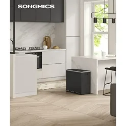 Pavil SONGMICS återvinningskärl, 3 x 18 L trippelkök, 3-fack pedalbehållare, svart