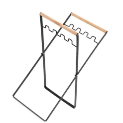 New Sopbehållare i Metall, Bärbar Sopbehållare för Utomhus, Lövbehållare för Camping, Picknick, Kök, Svart