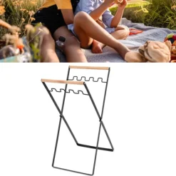 New Sopbehållare i Metall, Bärbar Sopbehållare för Utomhus, Lövbehållare för Camping, Picknick, Kök, Svart