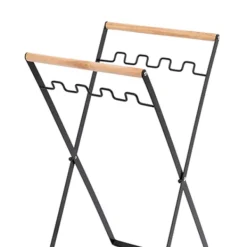 New Sopbehållare i Metall, Bärbar Sopbehållare för Utomhus, Lövbehållare för Camping, Picknick, Kök, Svart