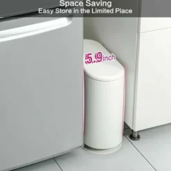 Discount Sopkorg, 10L/2,4 gallon smal plast med fällbart lock, vit sopkorg för kök, badrum, vardagsrum, kontor, smalt utrymme (vit)