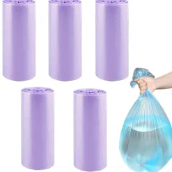 Discount Soporpåsar, små soporpåsar med handtag för kontoret, lila