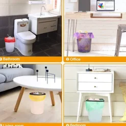 Discount Soporpåsar, små soporpåsar med handtag för kontoret, lila