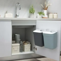 Clearance CURVER Soppkorg - korg - påsehållare - 253340 - Klar för att samla in Soppkorg med lyftlock Grå rökfärgad 10 l