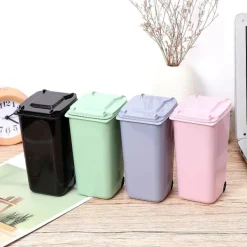 New Sopsäck för kontor, Mini papperskorg för skrivbord, Sopbehållare-set med pennställ, läppar och hjul (4-pack)