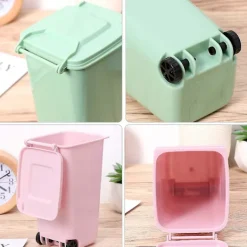 New Sopsäck för kontor, Mini papperskorg för skrivbord, Sopbehållare-set med pennställ, läppar och hjul (4-pack)