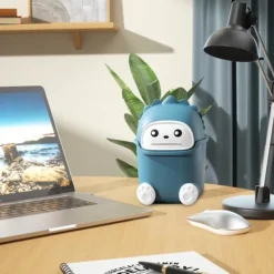 Best Sopsäck för skrivbord med lock, söt djurformad plast vattentät sopsäck för barn, mini halkfri papperskorg för sängbord