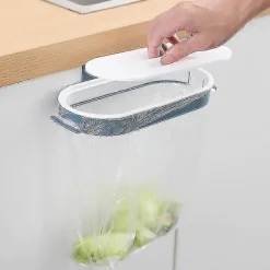 Sale Sopåshållare med lock, hängande sopsäckshållare, sopsäcksställ, hängande plastpåshållare, skåpsförvaringshållare, organiseringsverktyg för K