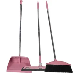 Hot Sopskyffel och kvast set golvskrapa rengöring långt handtag rengöringsset rosa