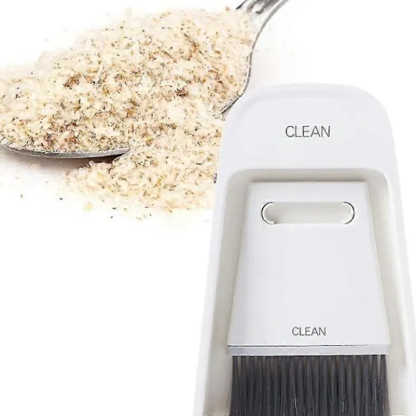 New Sopskyffelset, dammborstar skrivbord bord mini kvast rengöringsborste torkningsverktyg (grå vit)