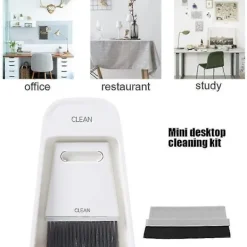 New Sopskyffelset, dammborstar skrivbord bord mini kvast rengöringsborste torkningsverktyg (grå vit)