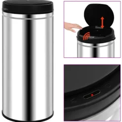 vidaXL Soptunna med automatisk sensor 80 L rostfritt stål