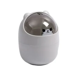 Soptunna skrivbordssoptunna, söt kreativ tecknad djur soptunna med lock, mini soptunna