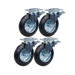 Sale Soptunns – Gummi – 200mm – 4-pack – Svängbara med broms – 800kg belastning Svart