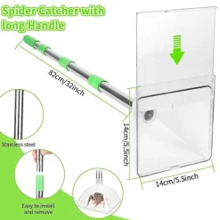 Hot Spindel- och insektsfångare - 81 cm justerbar långskaftad spindelfångare och frigörare, kontaktlös fångst av insekter Silver