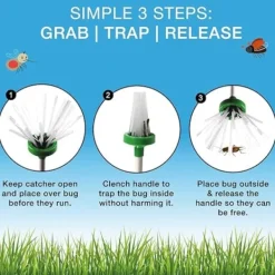 Clearance Spindelfångare, Extra lång insektsfångare med handtag för säker och humant avlägsnande av spindlar och insekter folding green 78.5cm