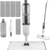 Hot Spraymopp, golvrengöringsmoppar, platt spraymopp, mikrofibermopp med 5 återanvändbara dynor och skrapa